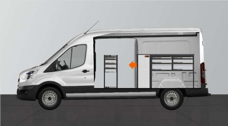 WORK10 bedrijfswageninrichting voor Ford Transit L3H2 