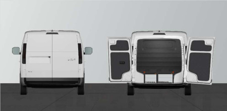 Dubbele laadvloer H:350 mm 4 laden voor de KIA PV5 L2 met standard comfortwand en dubbele schuifdeuren